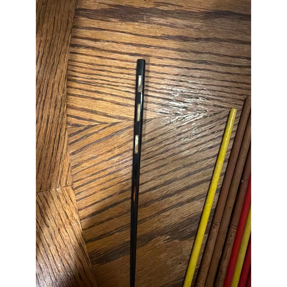 Vintage Chopsticks Hair Sticks Lot Carved Wood Shell Inlay Red Yellow Black